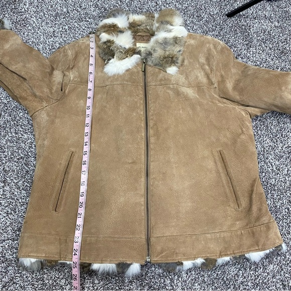 St. John’s Bay Vintage Y2K Suede Jacket Real Rabbit Fur Trim Women’s XL - Picture 9 of 9